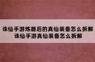 诛仙手游炼器后的真仙装备怎么拆解 诛仙手游真仙装备怎么拆解